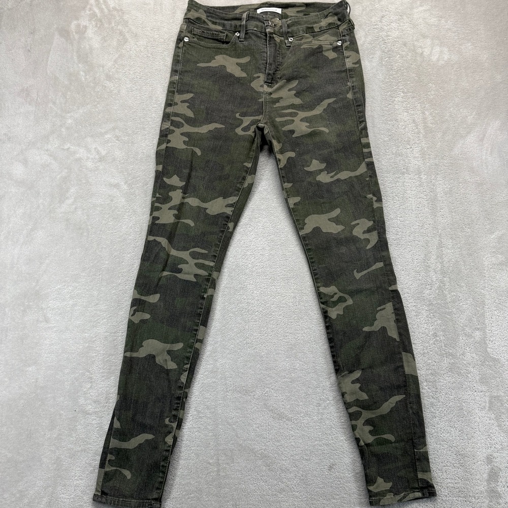 Good American Jeans Women's 4/27 Good Legs Green Camo Skinny High Rise Denim